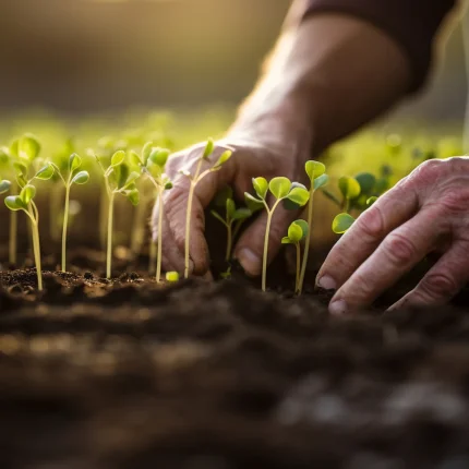 A Image of Farmer holding a plant