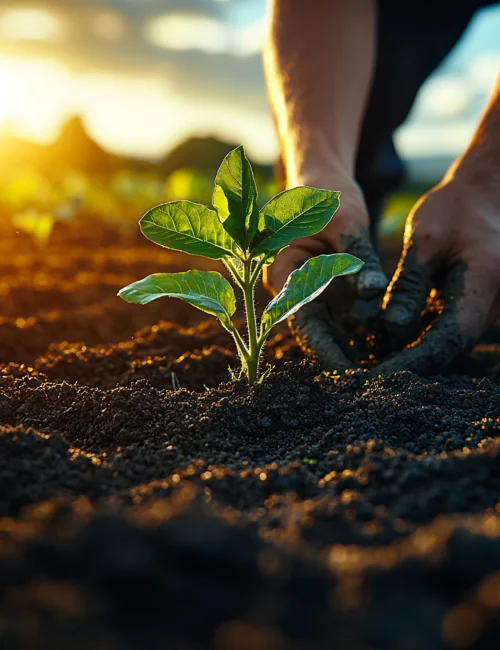 A Image of farmer planting a plant